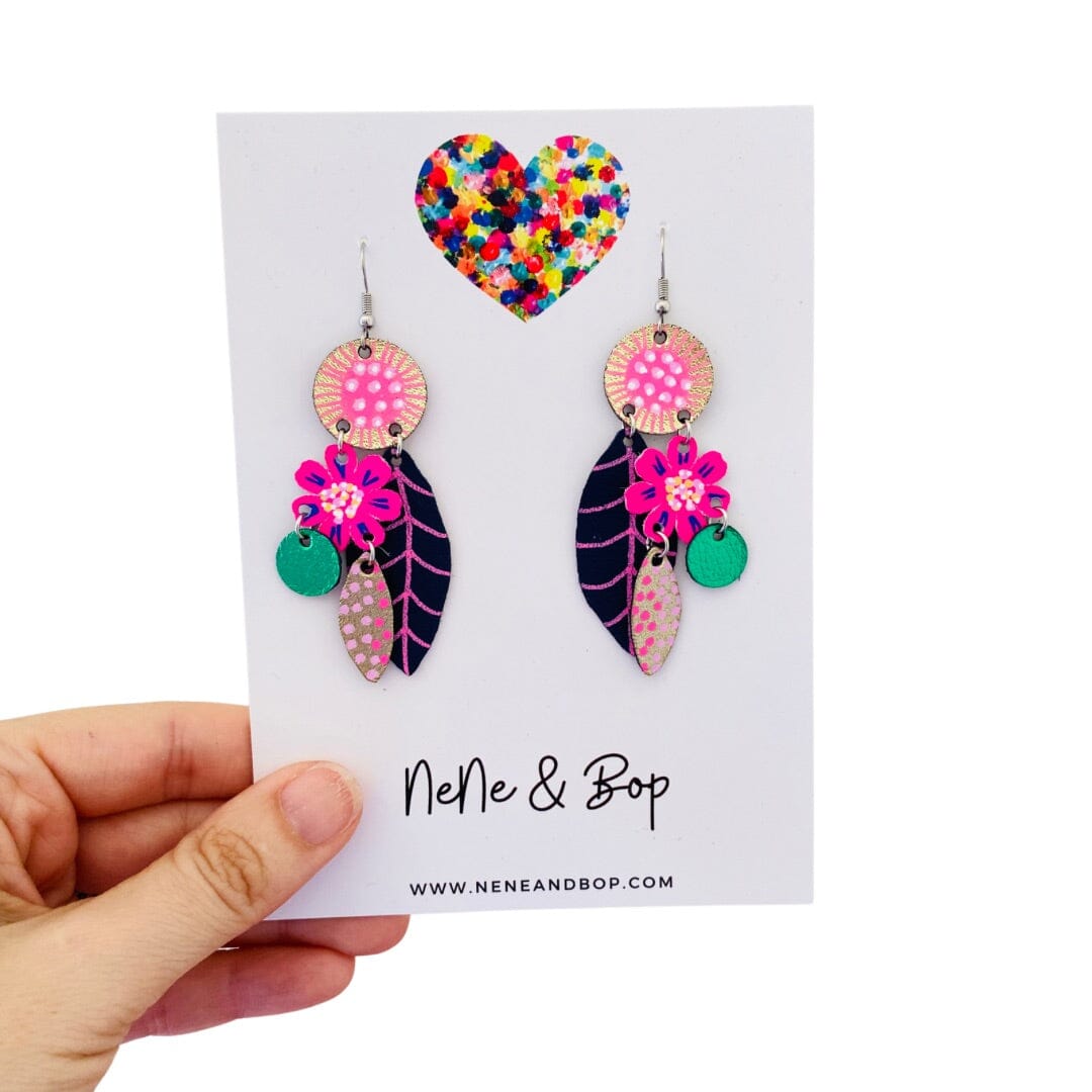 Pinky Buds - Leather Earrings