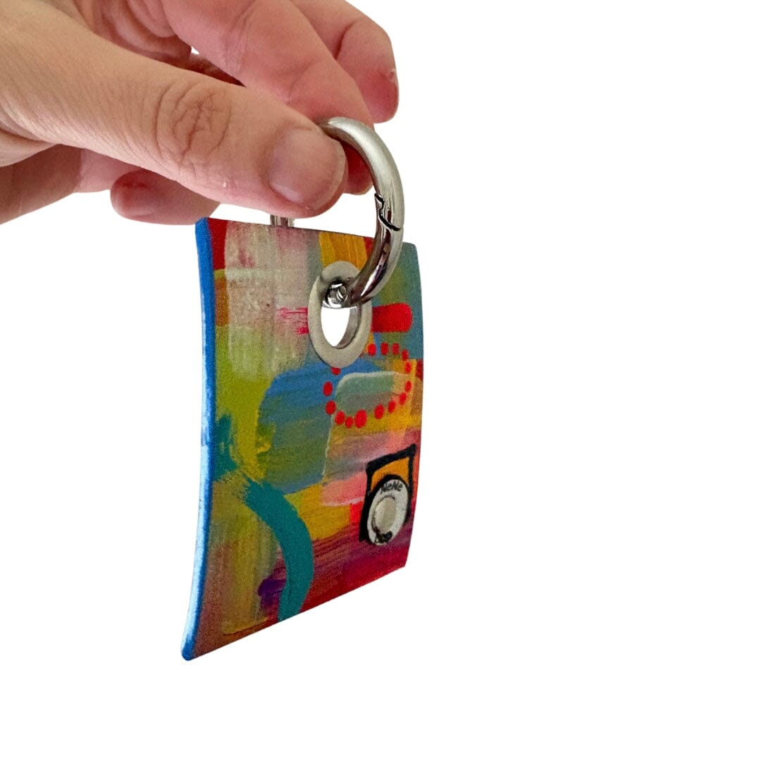 Mini Leather Wearable Art- Bag Charm/Key Fob 12