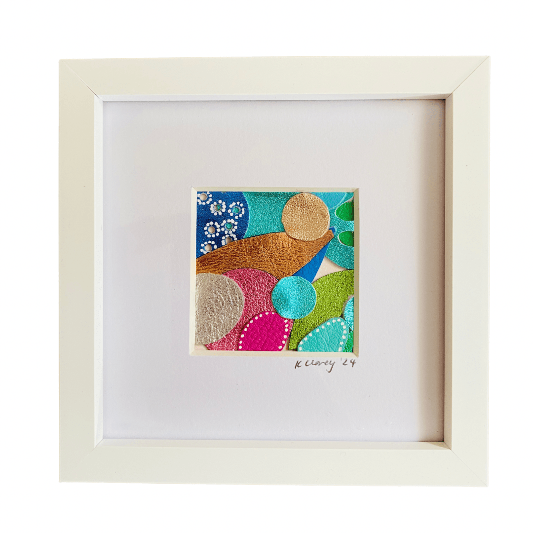 Leather collage - Deep Box Frame - Summer Land