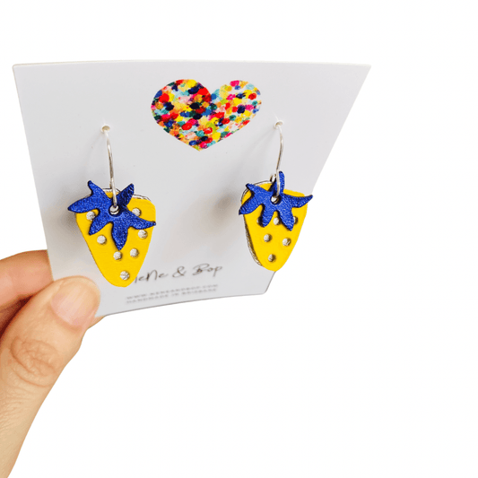 Strawberry - Various Colours - Layered Leather Earrings
