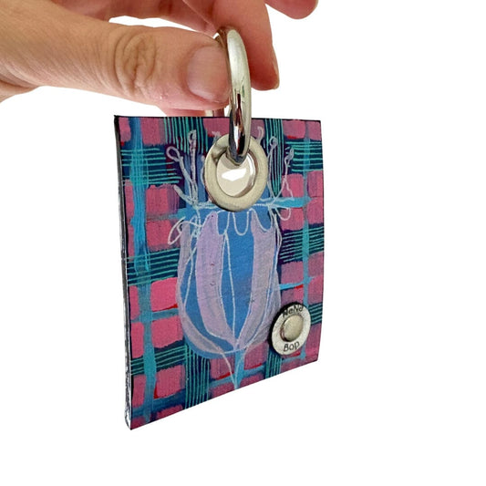 Mini Leather Wearable Art- Bag Charm/Key Fob 6