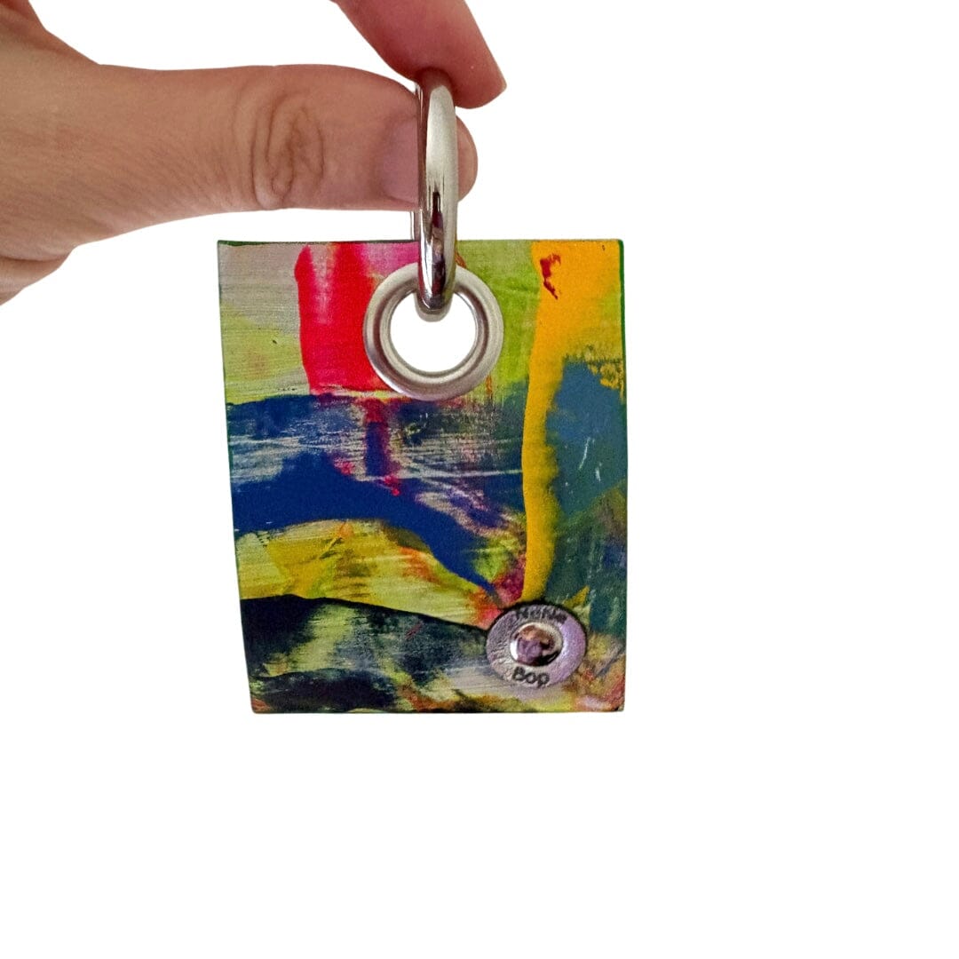 Mini Leather Wearable Art- Bag Charm/Key Fob 13