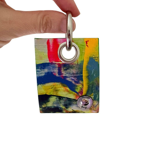 Mini Leather Wearable Art- Bag Charm/Key Fob 13