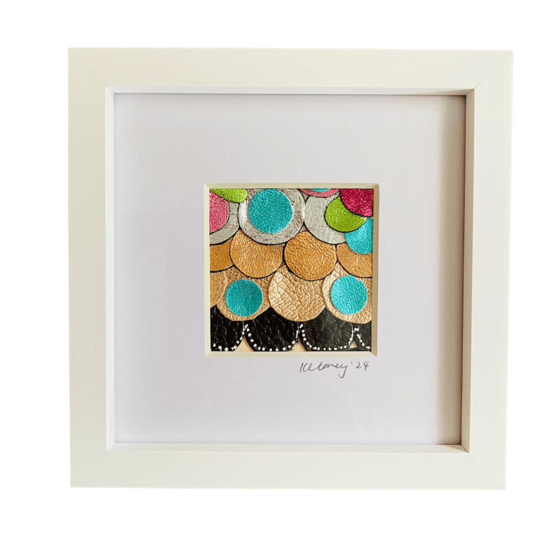 Leather collage - Deep Box Frame - Tiles