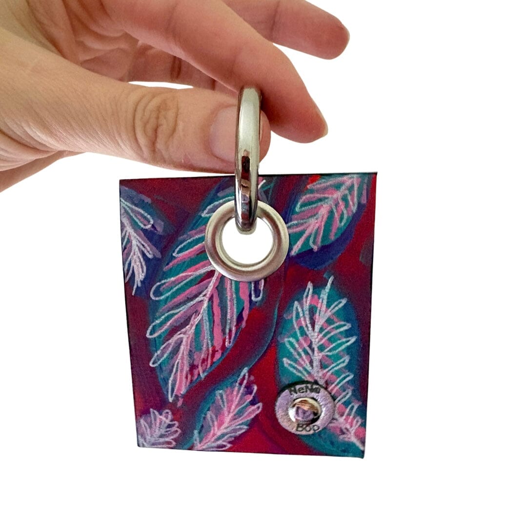 Mini Leather Wearable Art- Bag Charm/Key Fob 5