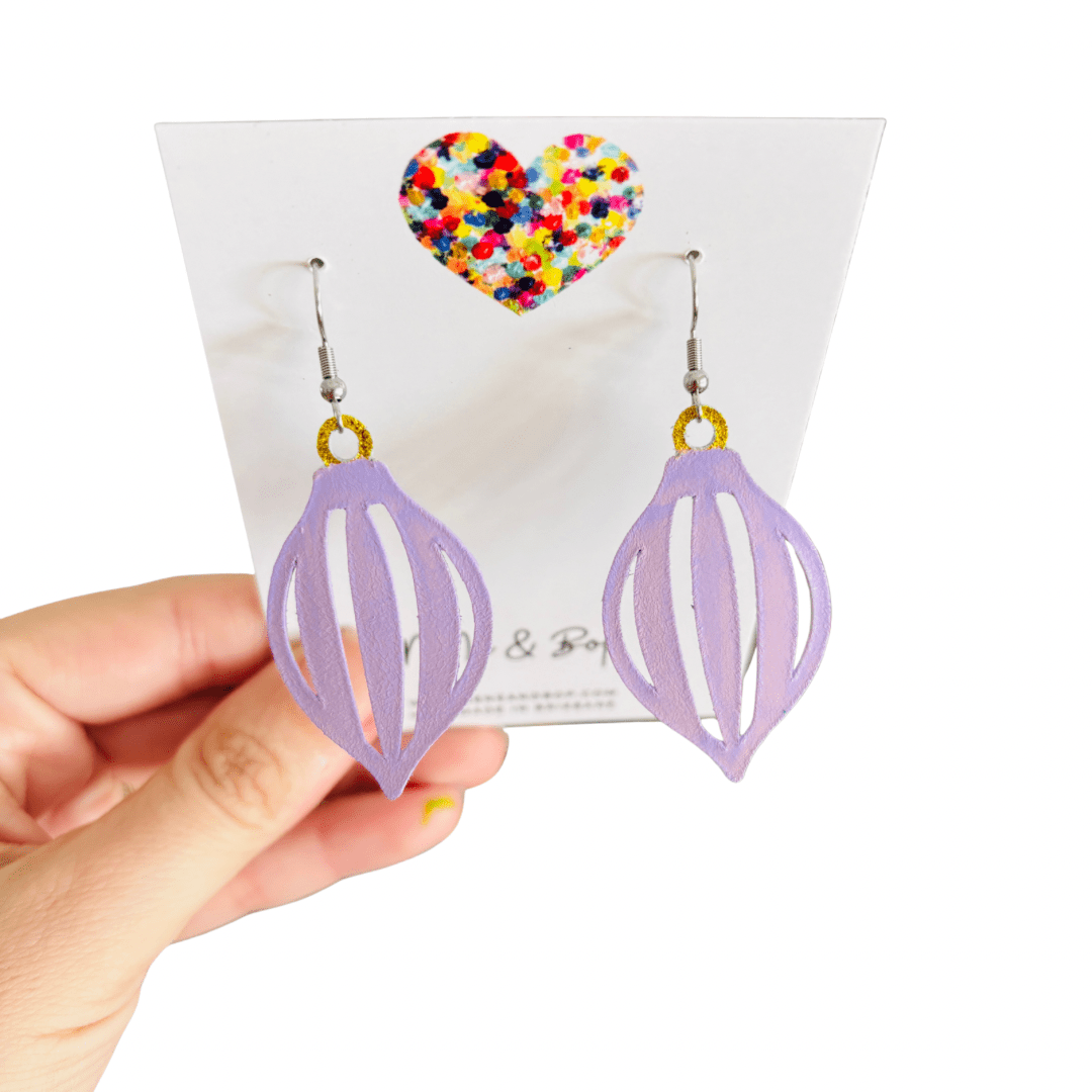 Bauble Leather Earrings - Lilac