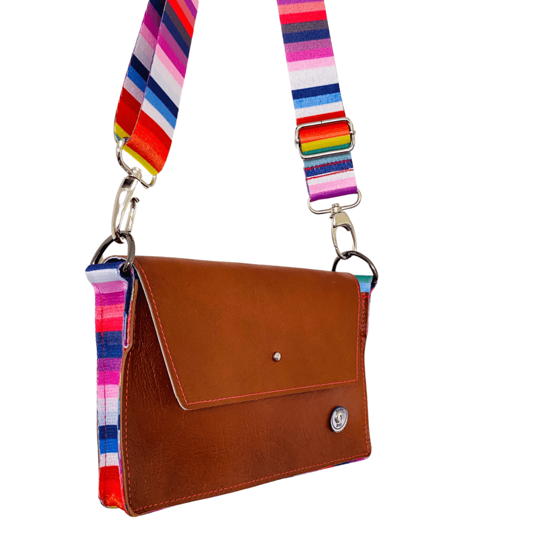 ALLY Mini - 4 in 1 Leather Bag - Tan Rainbow