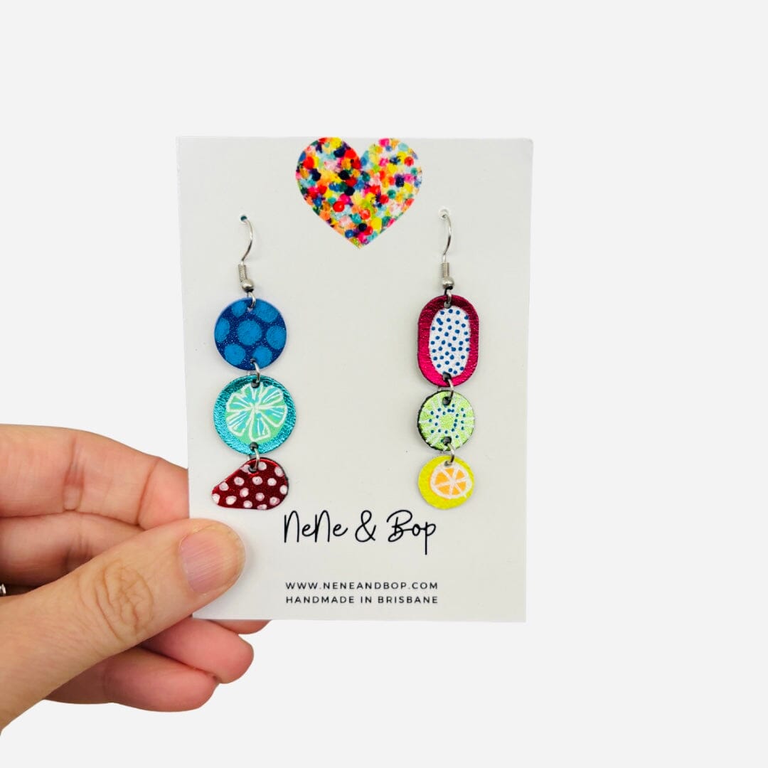 Fruit Salad - Midi mis-matched - Leather Earrings