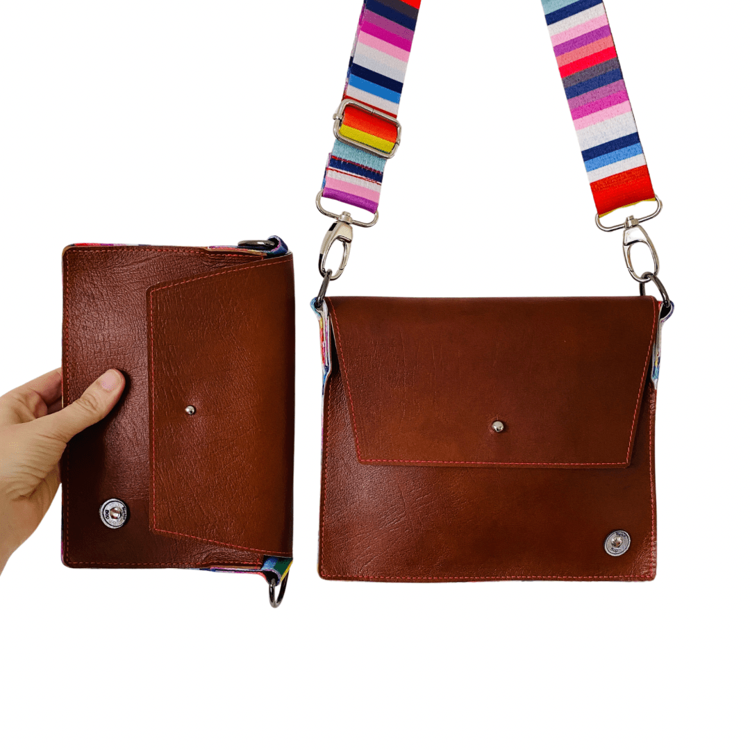 ALLY Mini - 4 in 1 Leather Bag - Tan Rainbow