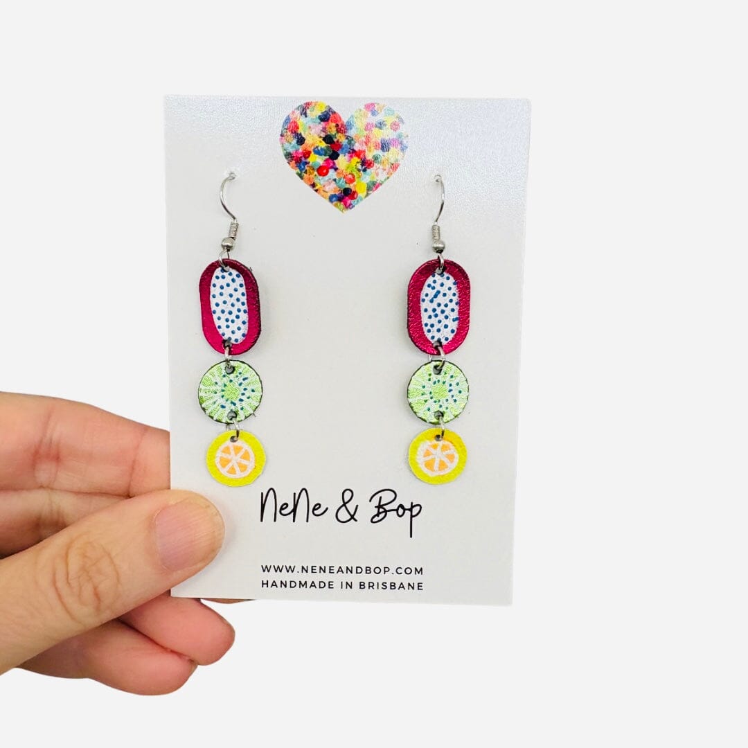 Fruit Salad -Citrus - Leather Earrings