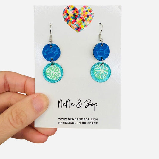 Blackberry Kiwi - Leather Earrings