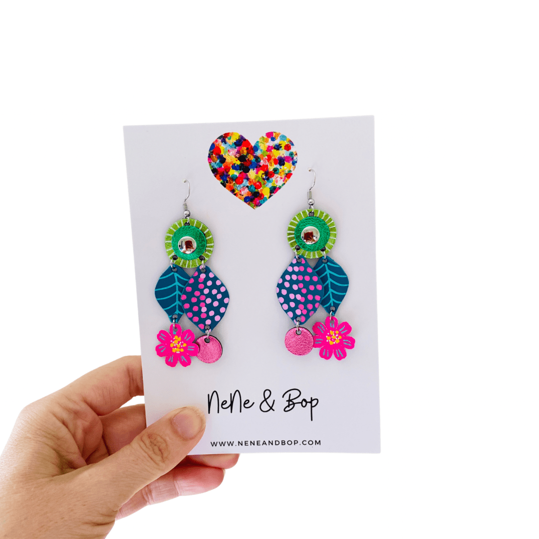 Festival Blooms - Leather Earrings