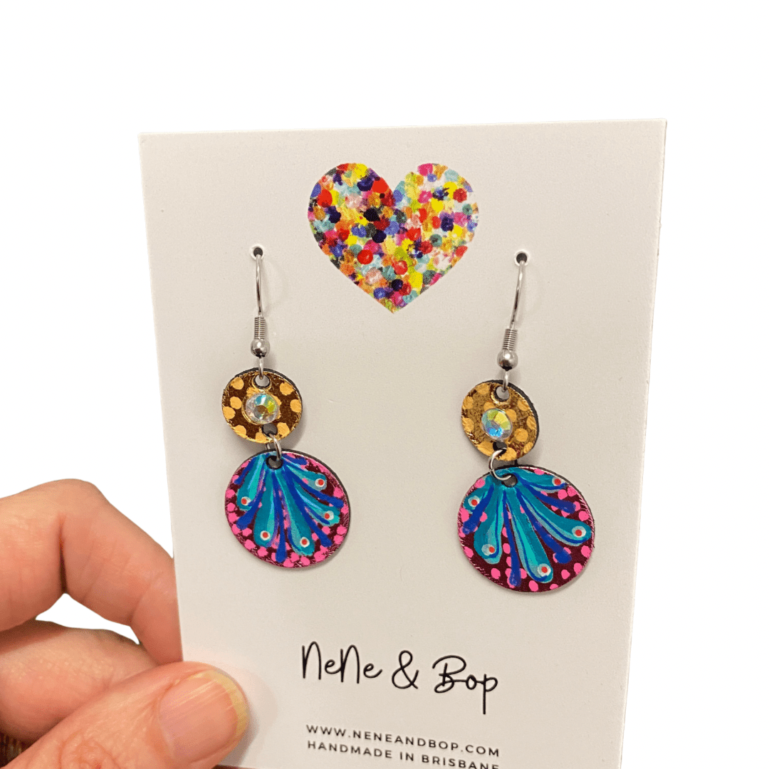 Bedazzled Mini Pink Bauble - Leather Earrings