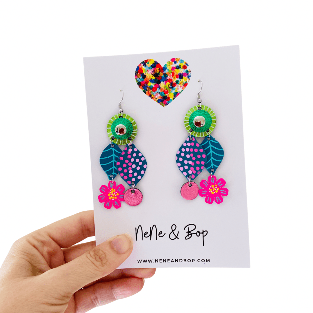 Festival Blooms - Leather Earrings