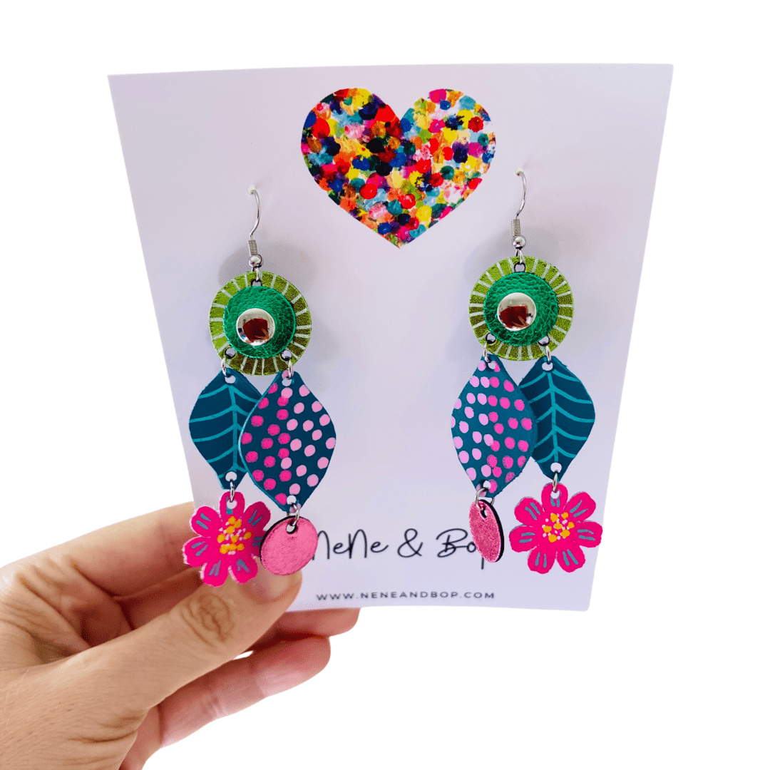 Festival Blooms - Leather Earrings