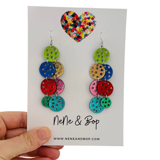 Metallic Pebbles - Leather Earrings