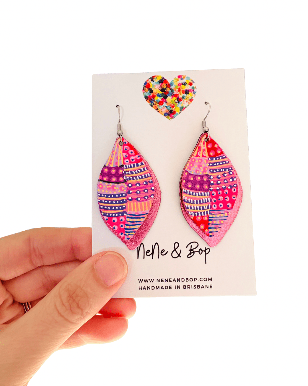 Be-leaf Pink/Red Hand Painted Earrings - Various sizes