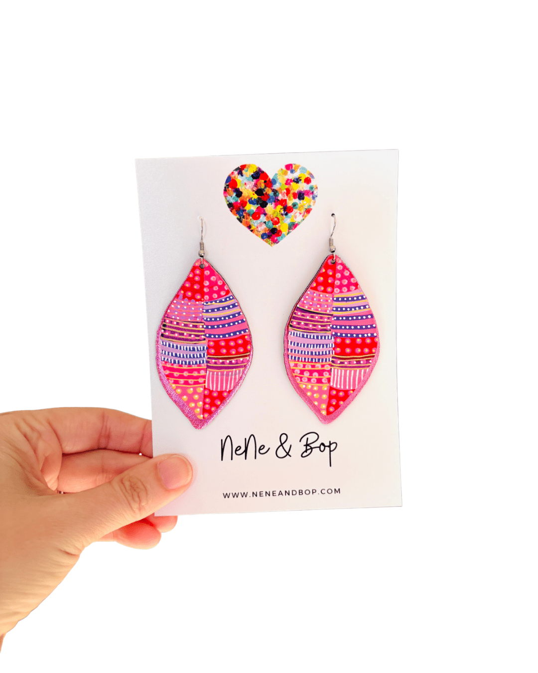 Be-leaf Pink/Red Hand Painted Earrings - Various sizes