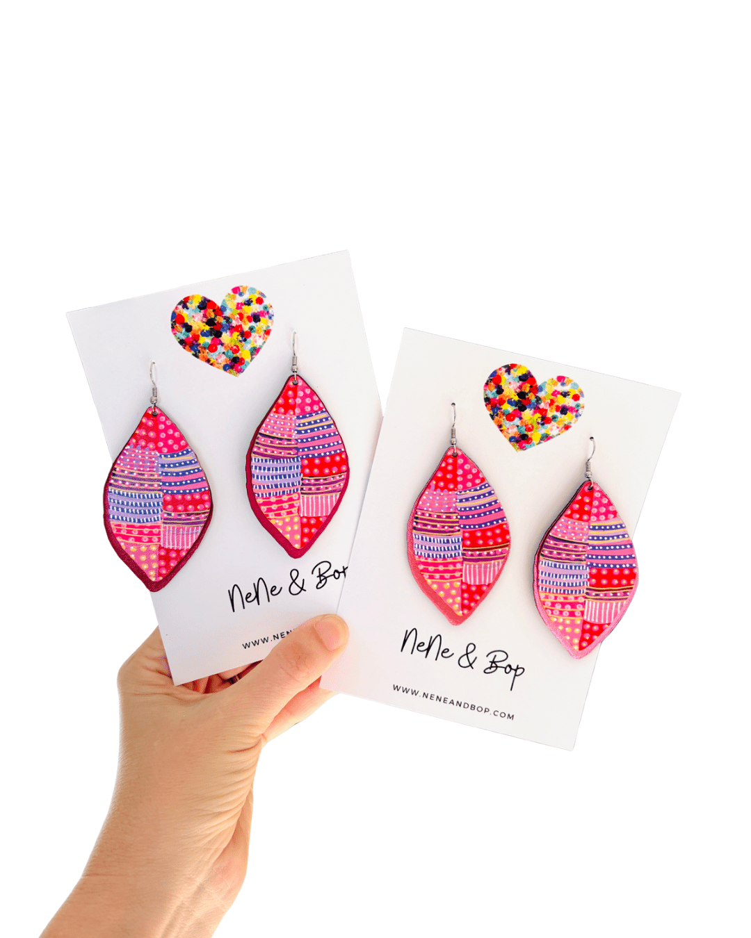 Be-leaf Pink/Red Hand Painted Earrings - Various sizes