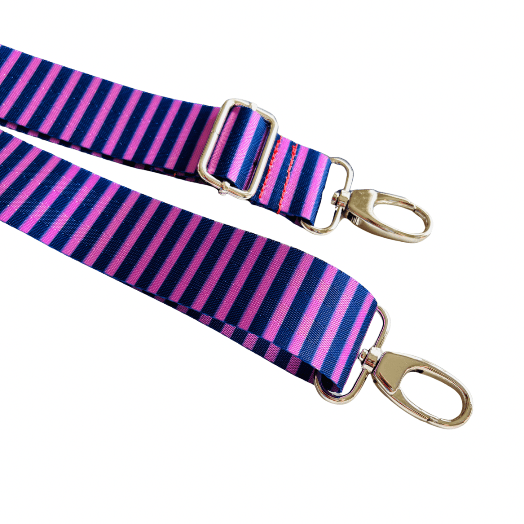 Candy Stripe - Navy/Lilac - Adjustable Shoulder Strap