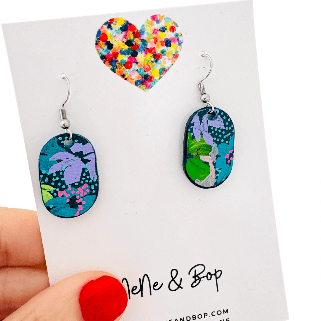 Floral painted Pebble Drop