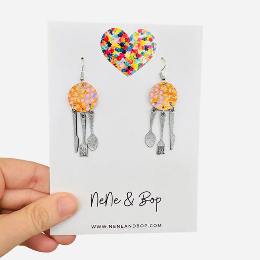 Dinner Time - Leather Earrings