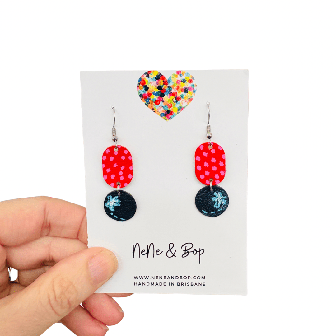 Berry Blueberries - Leather Earrings