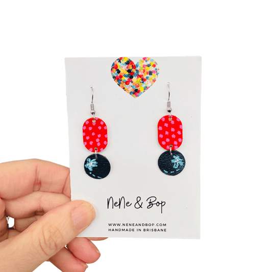 Berry Blueberries - Leather Earrings
