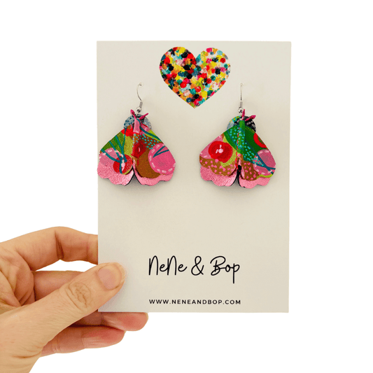 Moth - Cherry Sundae  - Leather Earrings