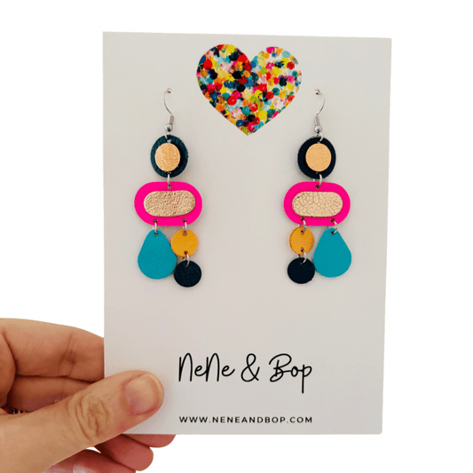 Retro Pebbles - Fresh - Midi - Leather Earrings