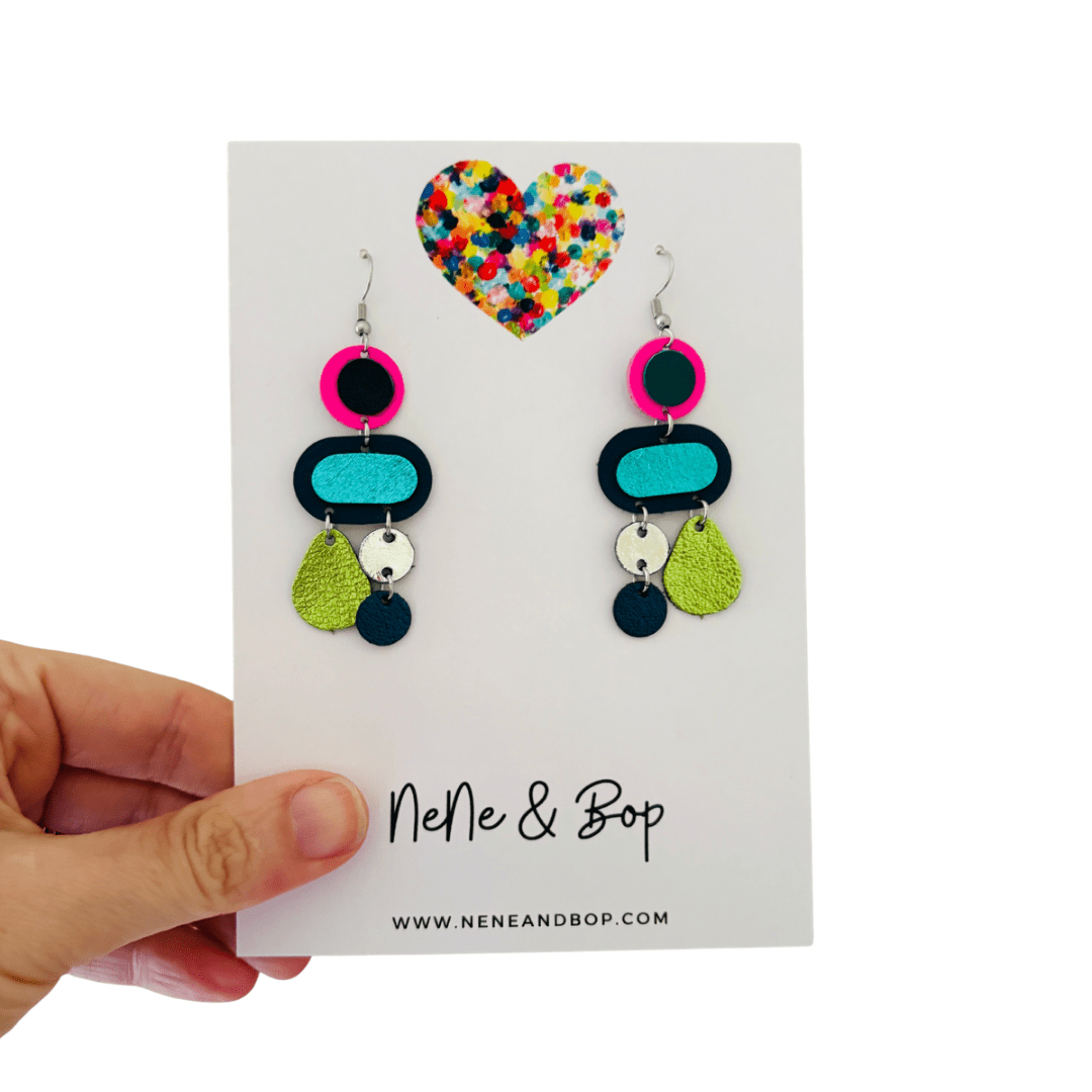 Retro Pebbles - Neo City - Midi - Leather Earrings