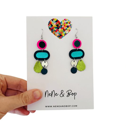 Retro Pebbles - Neo City - Midi - Leather Earrings