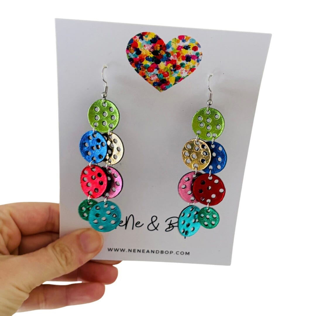 Metallic Pebbles - Leather Earrings