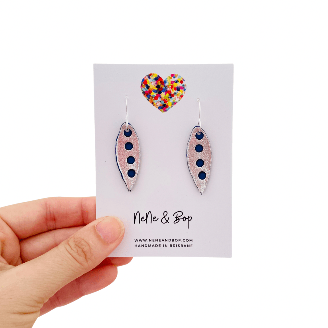 Pea Pods - Various colours - Layered Leather Earrings