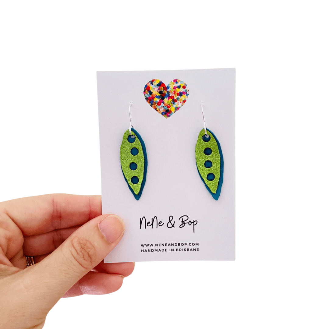 Pea Pods - Various colours - Layered Leather Earrings