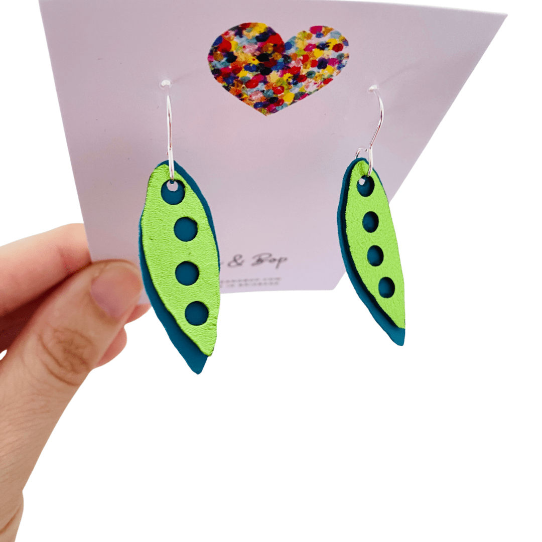 Pea Pods - Various colours - Layered Leather Earrings