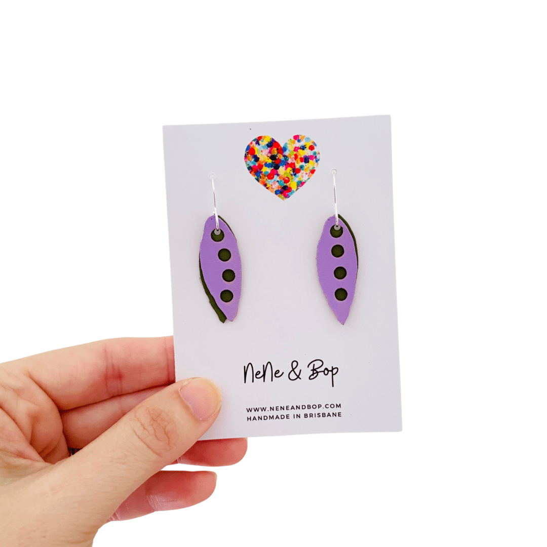 Pea Pods - Various colours - Layered Leather Earrings