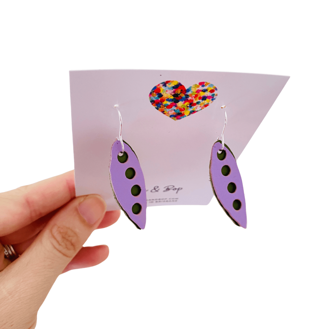 Pea Pods - Various colours - Layered Leather Earrings