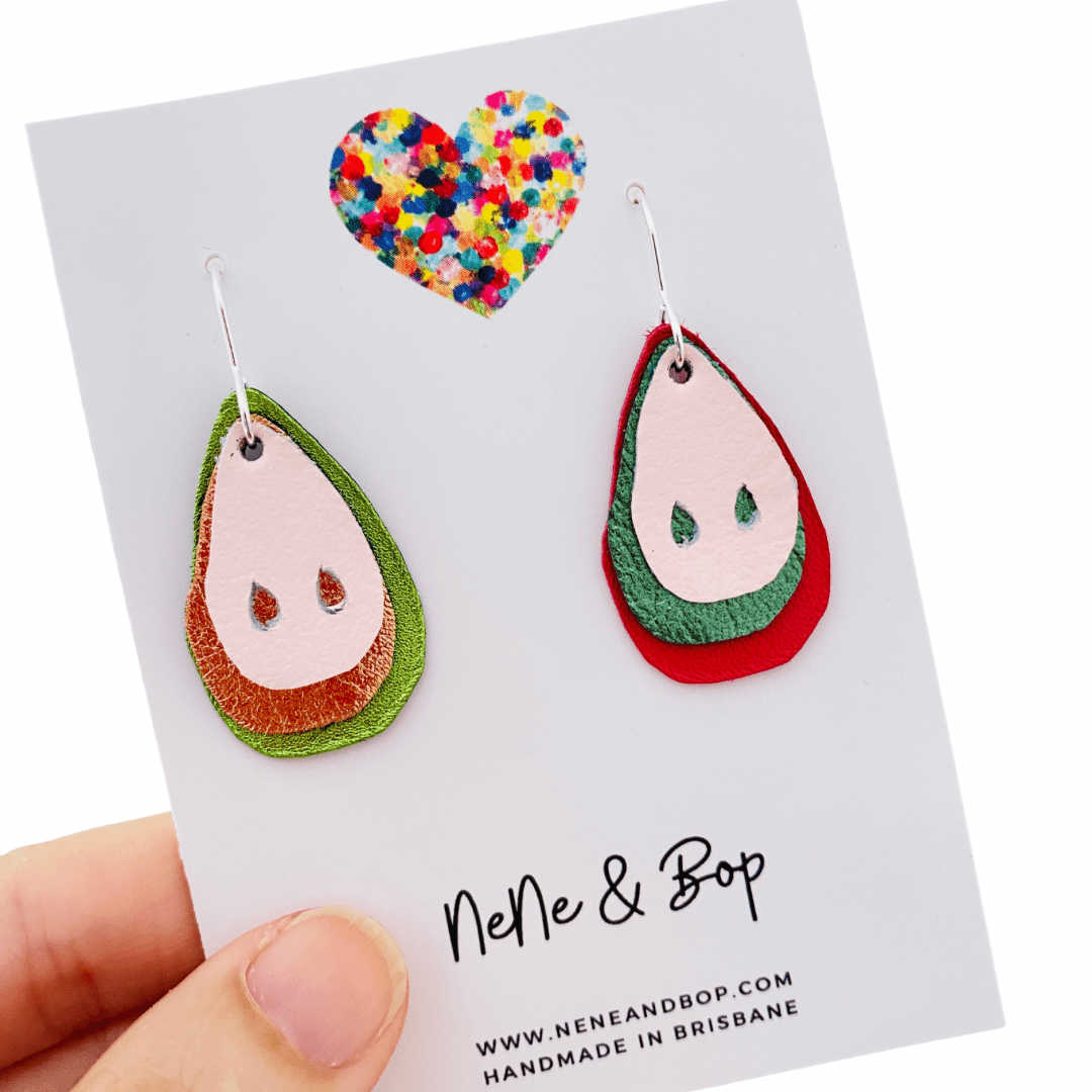 Perfect Pear - Mis-matched Layered Leather Earrings