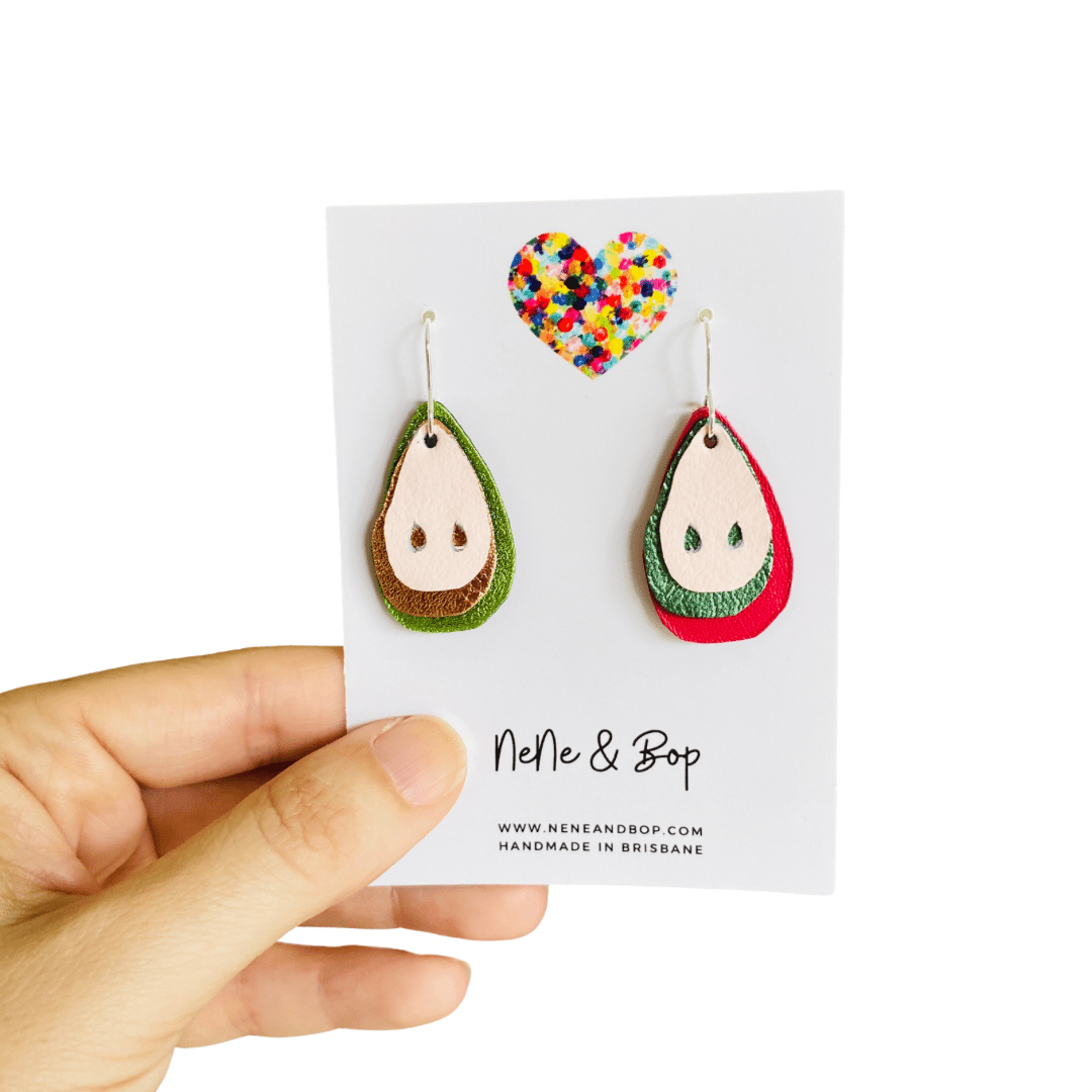 Perfect Pear - Mis-matched Layered Leather Earrings