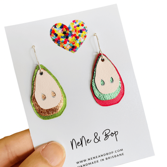 Perfect Pear - Mis-matched Layered Leather Earrings