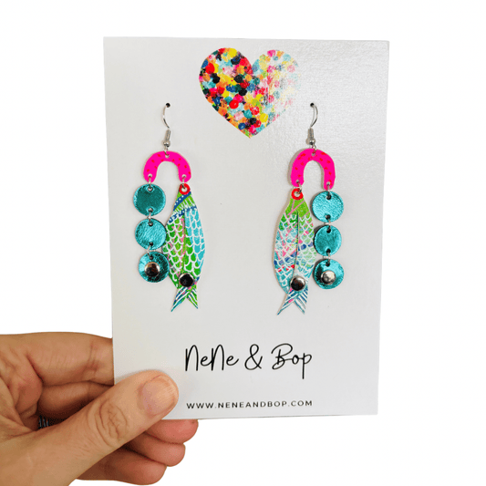 Just Keep Swimming - Leather Earrings