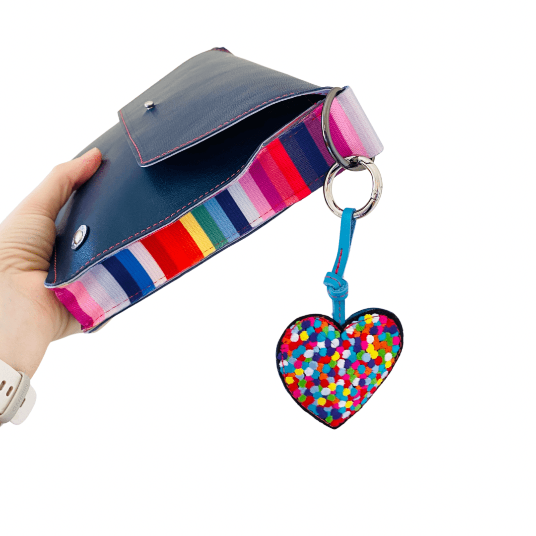 Embroidered Leather Bag Charm/Key chain