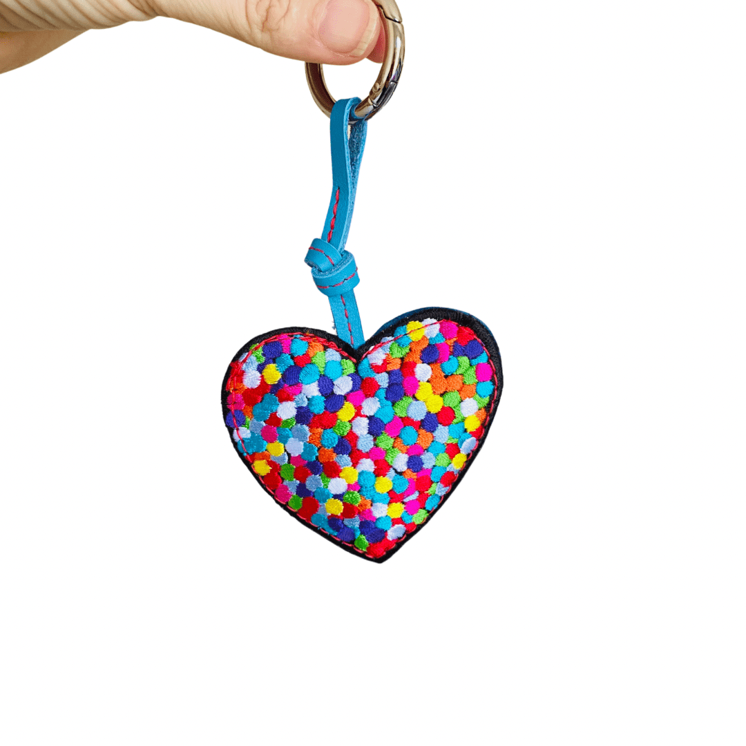 Embroidered Leather Bag Charm/Key chain