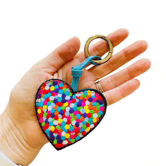 Embroidered Leather Bag Charm/Key chain
