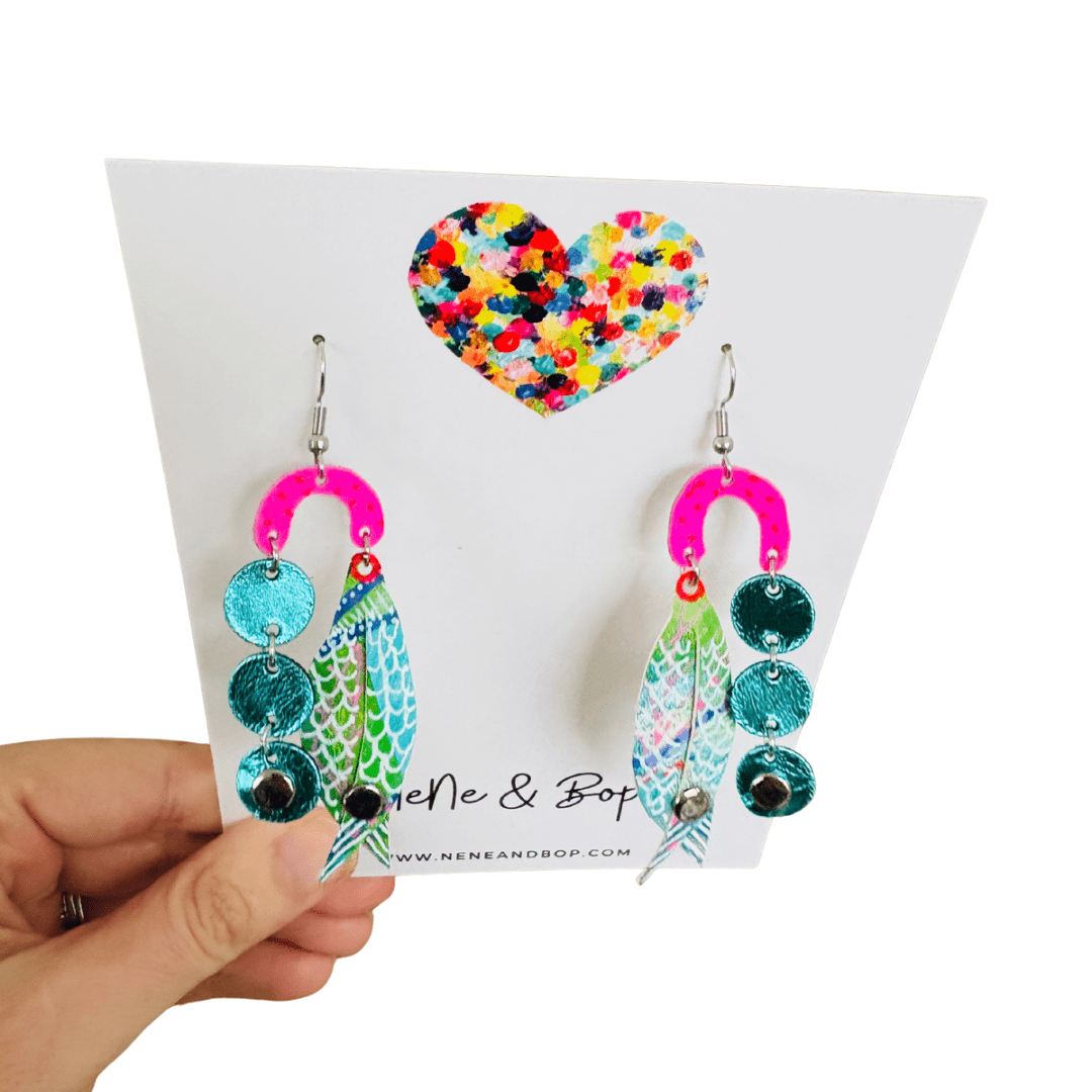 Just Keep Swimming - Leather Earrings