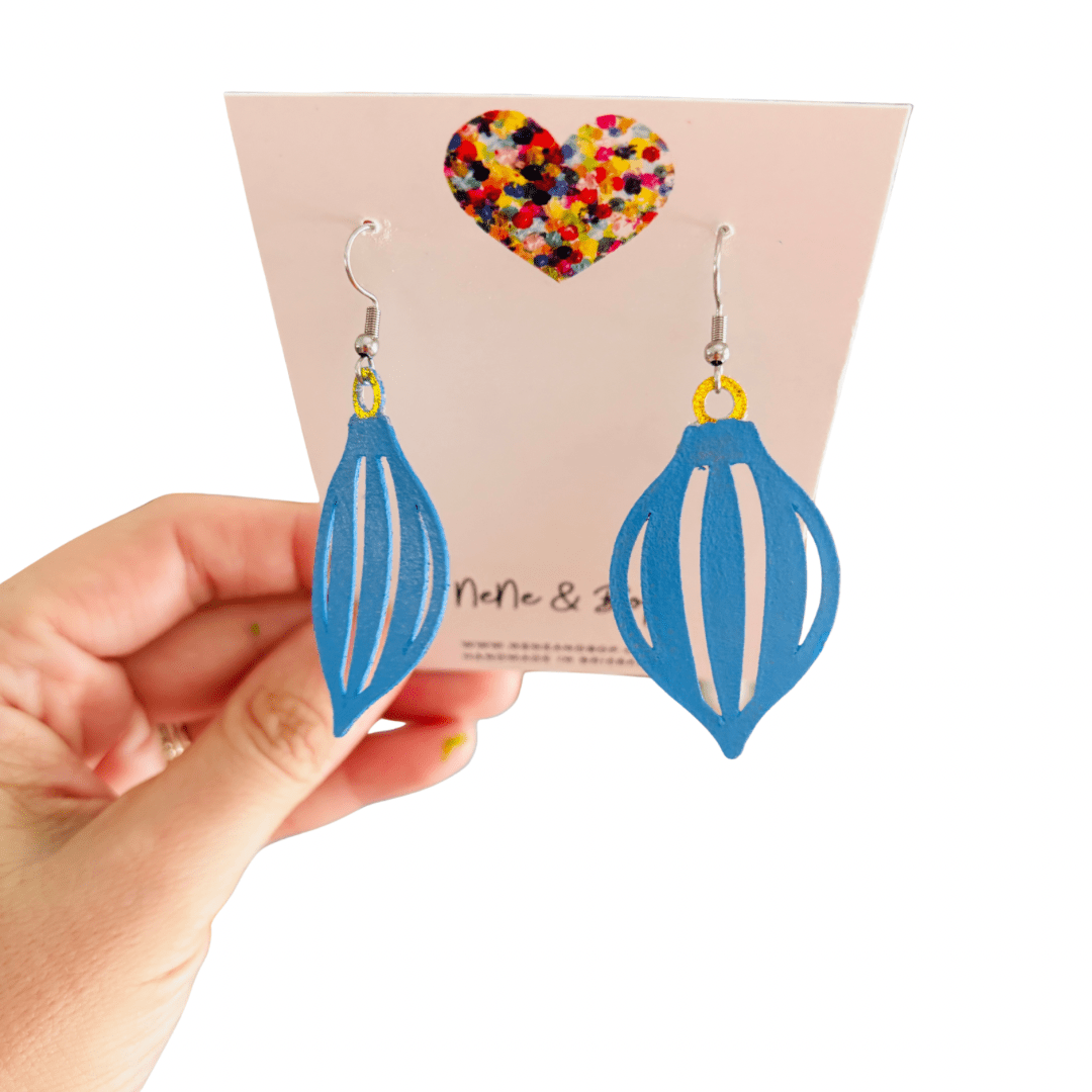 Bauble Leather Earrings - Blue