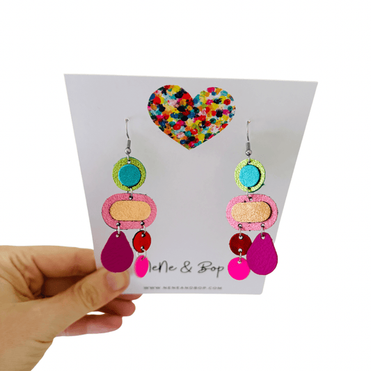 Retro Pebbles - Party Pop - Midi - Leather Earrings