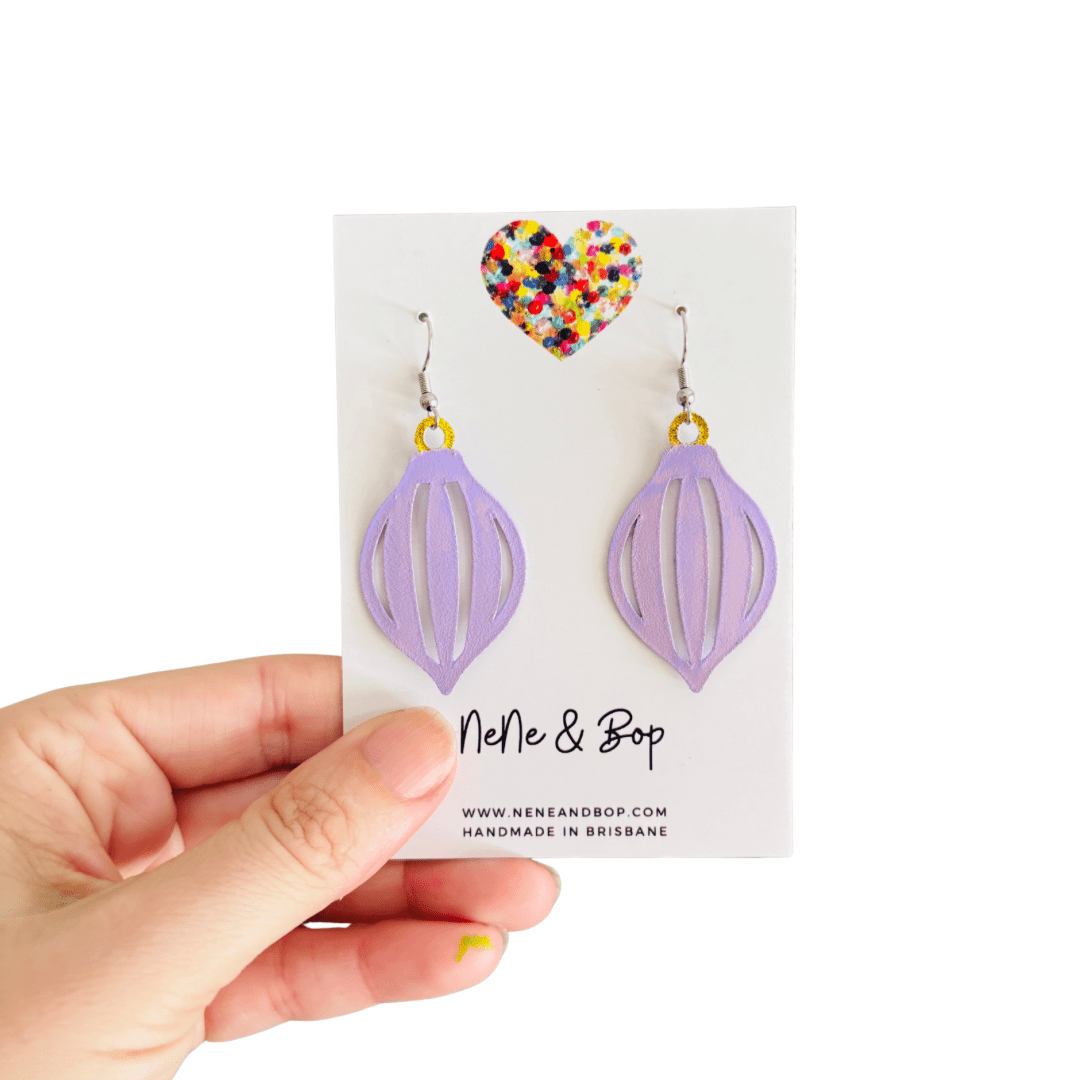 Bauble Leather Earrings - Lilac