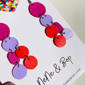 Rainbow Pebbles - Magenta Lilac 1 - Leather Earrings